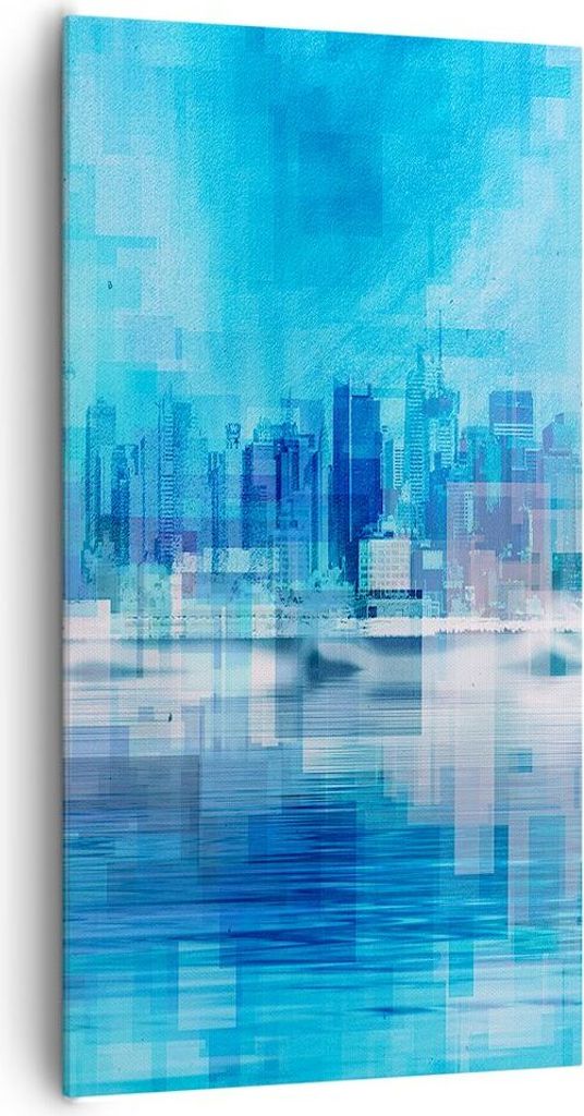 Bild auf Leinwand - Leinwandbild - Stadt Aussicht Wasser - 65x120cm - Wand Bild - Wanddeko - Leinwanddruck - Bilder - Kunstdruck - Wanddekoration -...