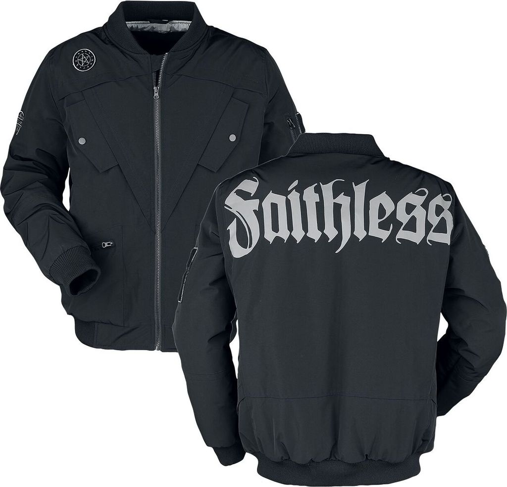 Gothicana by EMP Herren schwarze Übergangsjacke mit Faithless-Schriftzug S