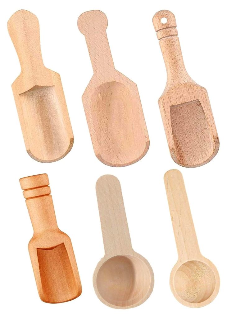 Mini Holzschaufeln, Kleine Teeschaufel aus Holz, 6 Stück Gewürzschaufel-Set, Schaufel Holz Klein Gewürzschaufel Mehlschaufel, für Salz, Löffel...