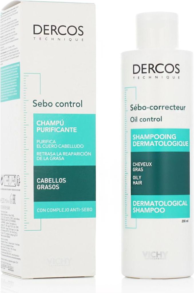 Vichy Dercos Shampoo voor vet haar, met oliecontrole, 200 Productafbeelding 