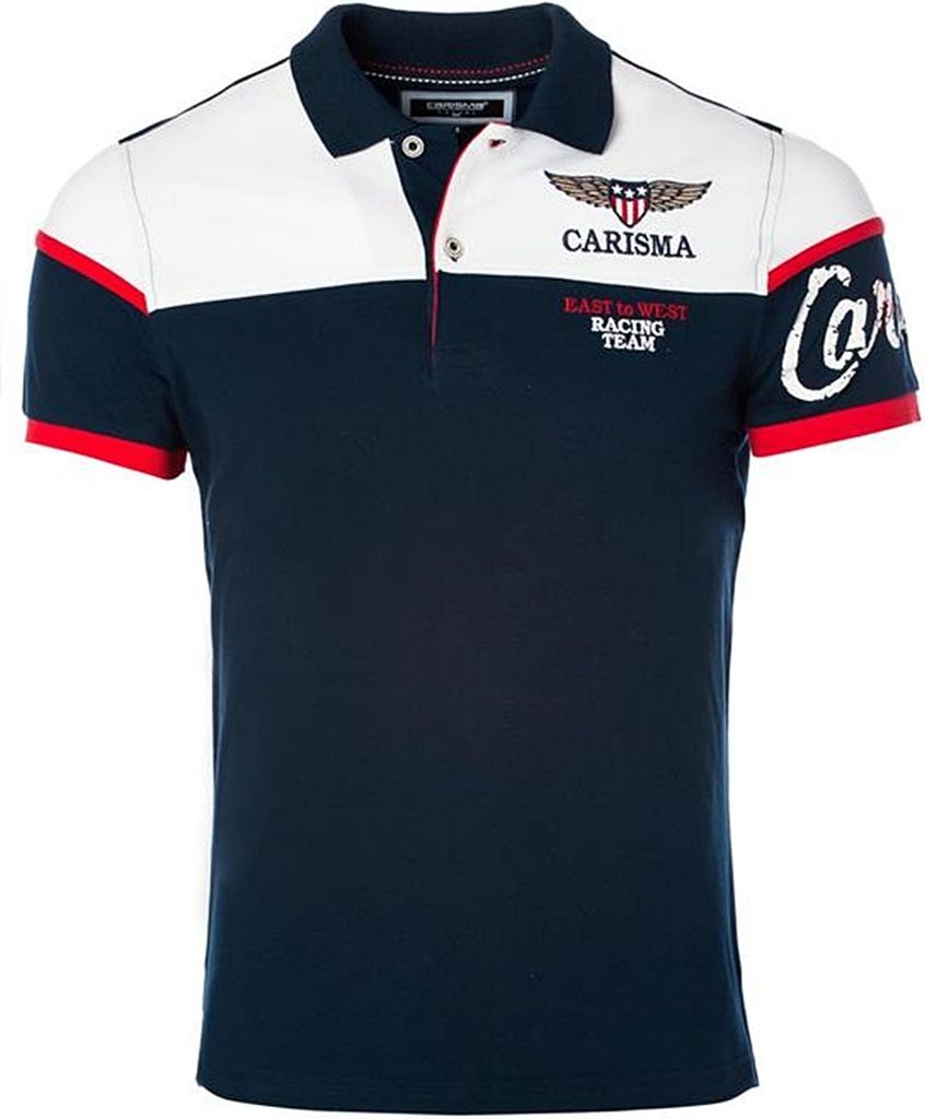 Brandneu Designer Poloshirt CARISMA Navy/Weiß CRM4539 XL