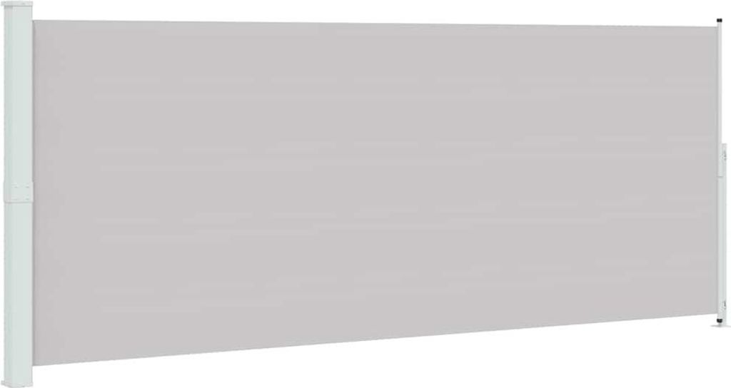 A light gray retractable side awning is shown against a white background.