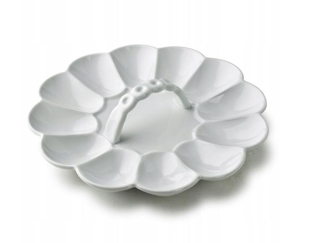 BASIC Porzellan Eierteller für 12 Eier Weiß mit Griff, Produktbild 