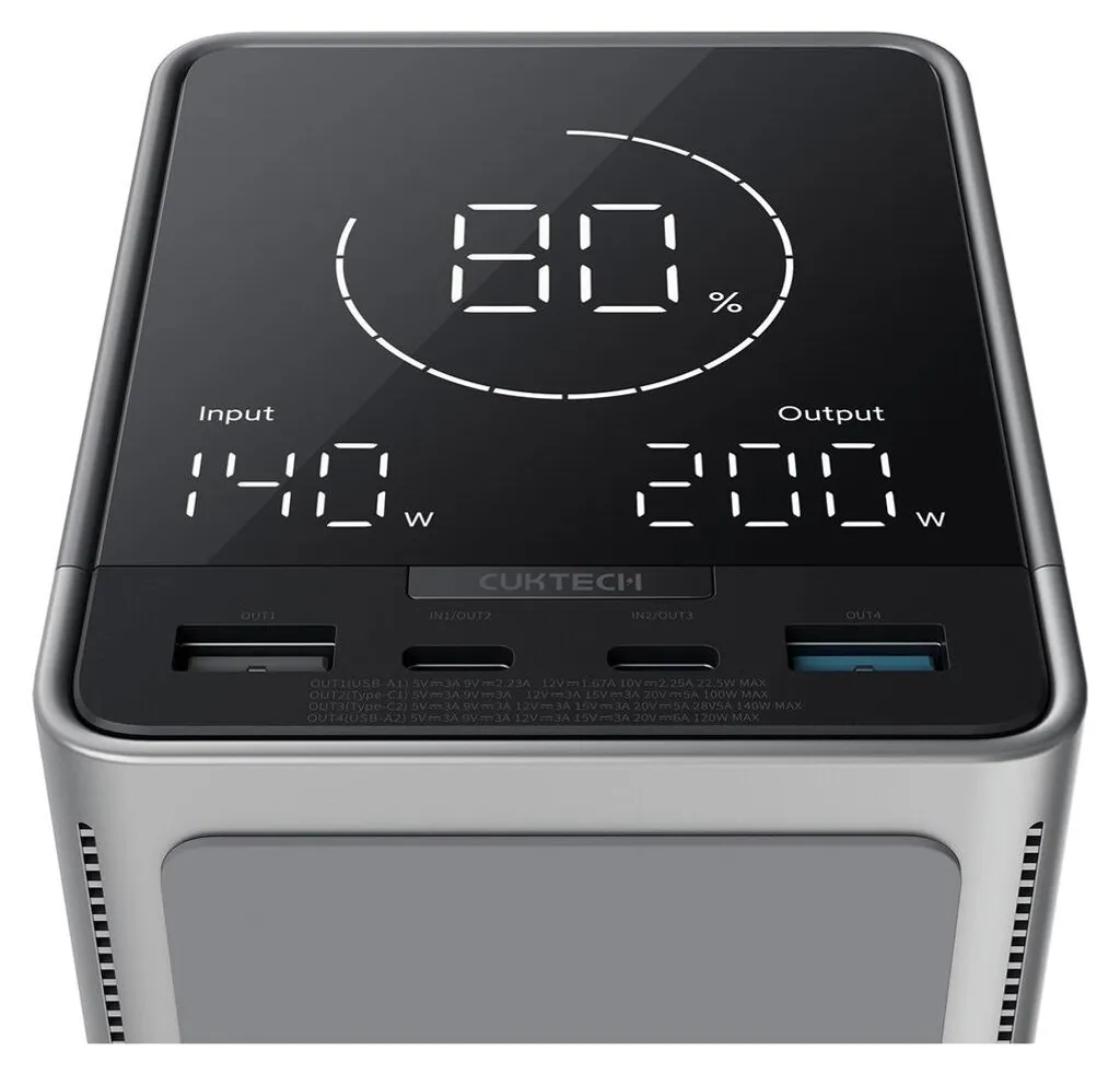 Cuktech Powerbank 300W - 40000mAh USB-C avec Charge Sans Fil Rapide - 2