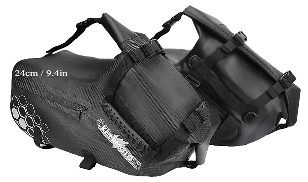 Sacoches latérales moto étanches de 28L universelles - Lot de 2 noires