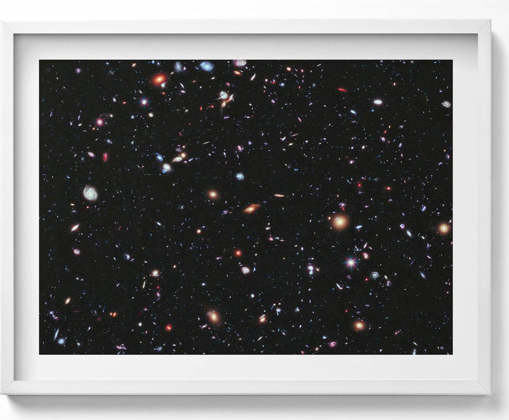 NASA-Foto - Sternenkosmos– Wandbild mit Rahmen – Gerahmtes Bild – Wanddekoration – 80x60 cm – Weiß Rahmen