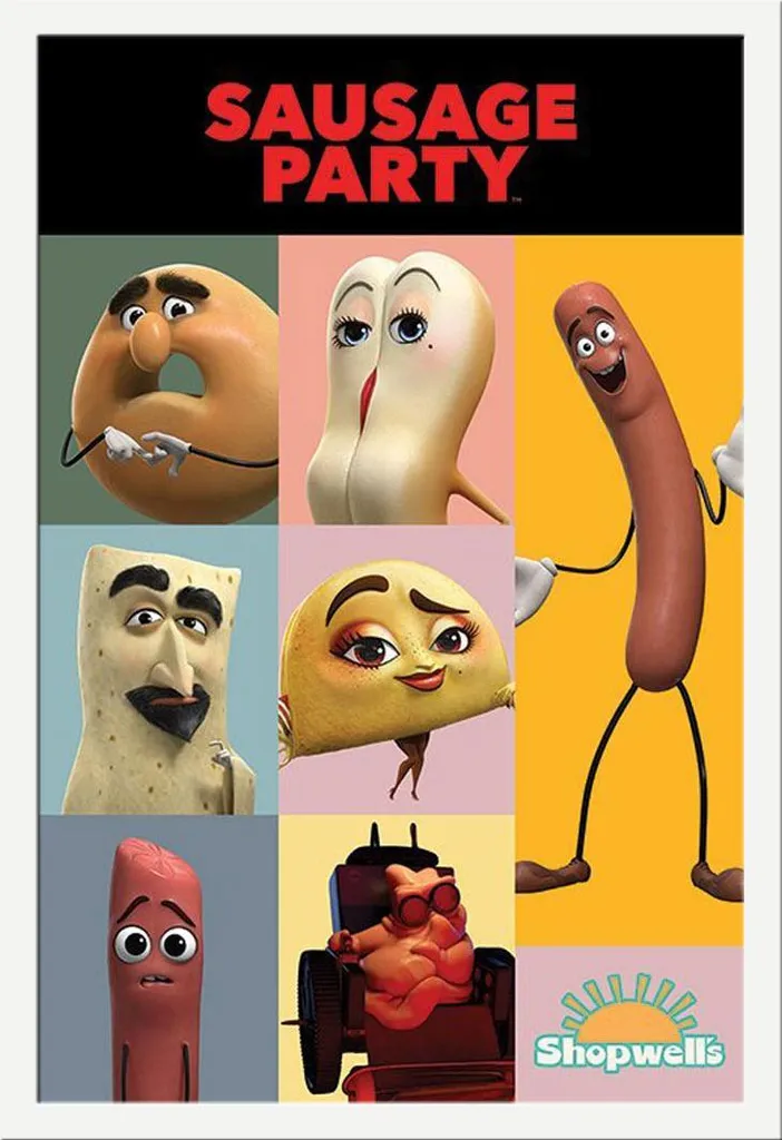 Sausage Party Movie Poster con Cornice Bianca Shinsuke MDF e Acrilico