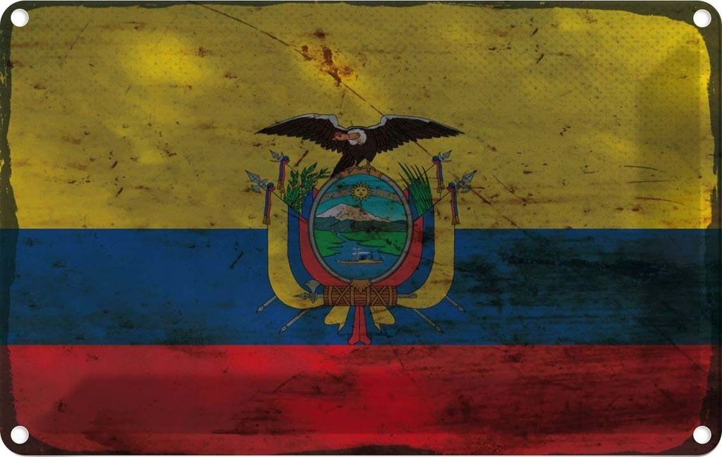 vianmo Blechschild 12x18 cm Ecuador Rost Flagge Fahne Wappen