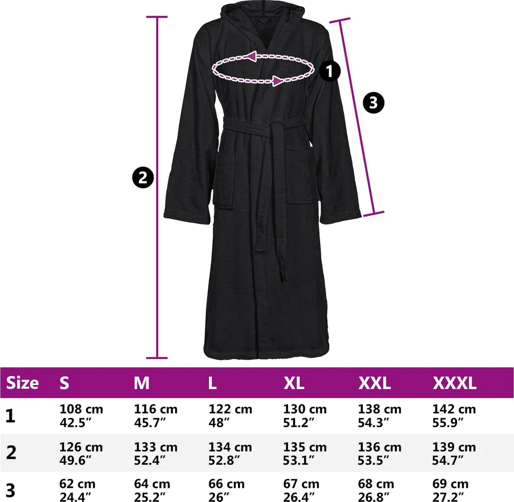 vidaXL Accappatoio KINN Nero S Cotone - 6