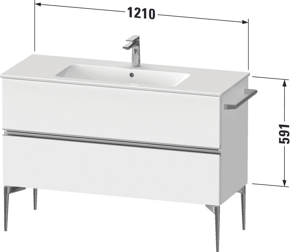 Duravit Sivida Waschtischunterbau, 2 Schubkästen, Griffleiste chrom, 1210x477x591mm, zu ME by Starck, SV4646010790000