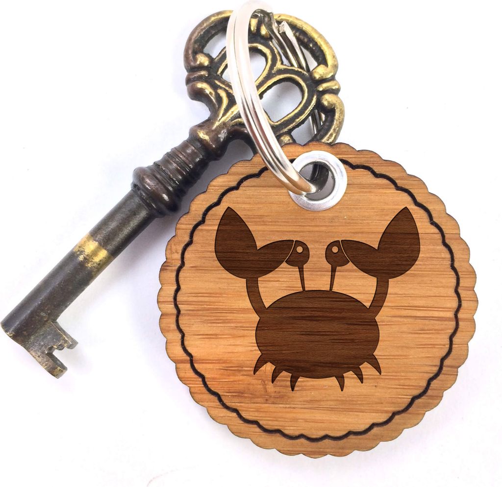 Mr. & Mrs. Panda Schlüsselanhänger Krebs - Geschenk, Anhänger, für schlüssel, Holz, Taschenanhänger