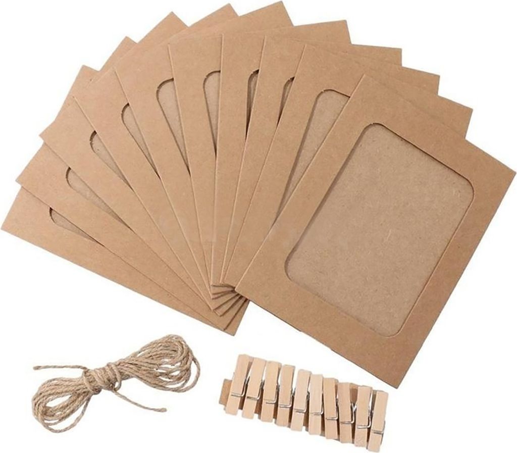 1 Set Hanging Photo Frames Verstellbares hängendes Seilstaub-Sichtpapier DIY Photo Collage Frames Home Dekoration-Kraftpapier