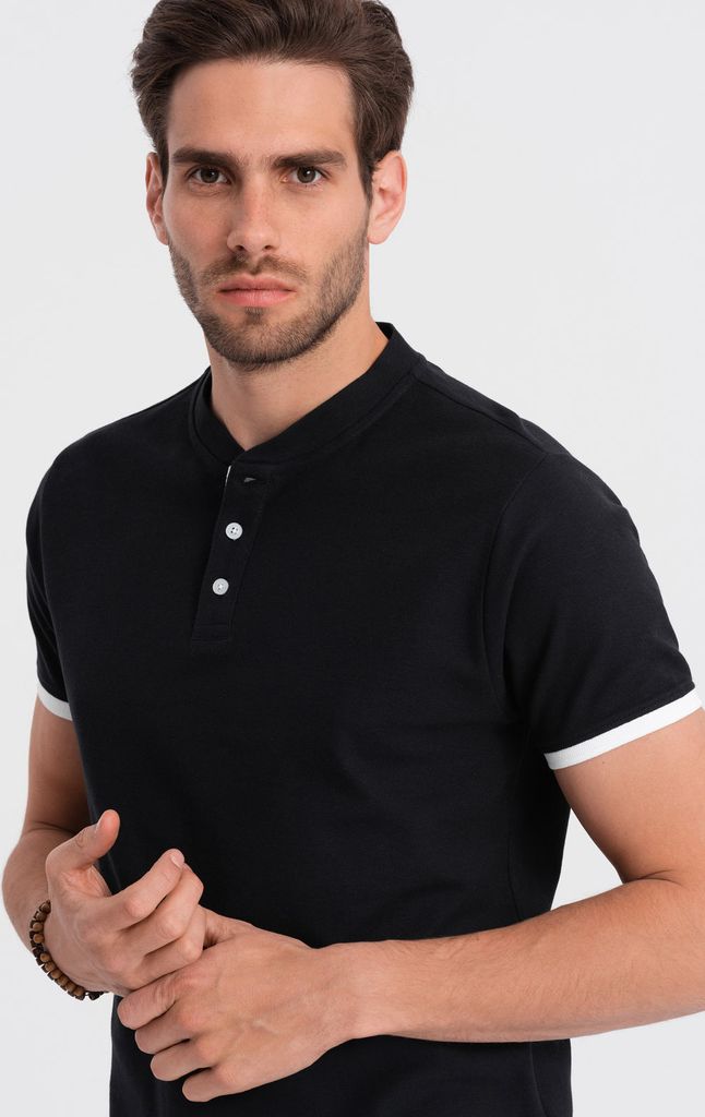 Ombre Clothing Herren-T-Shirt mit Kragen Phukzon schwarz XL