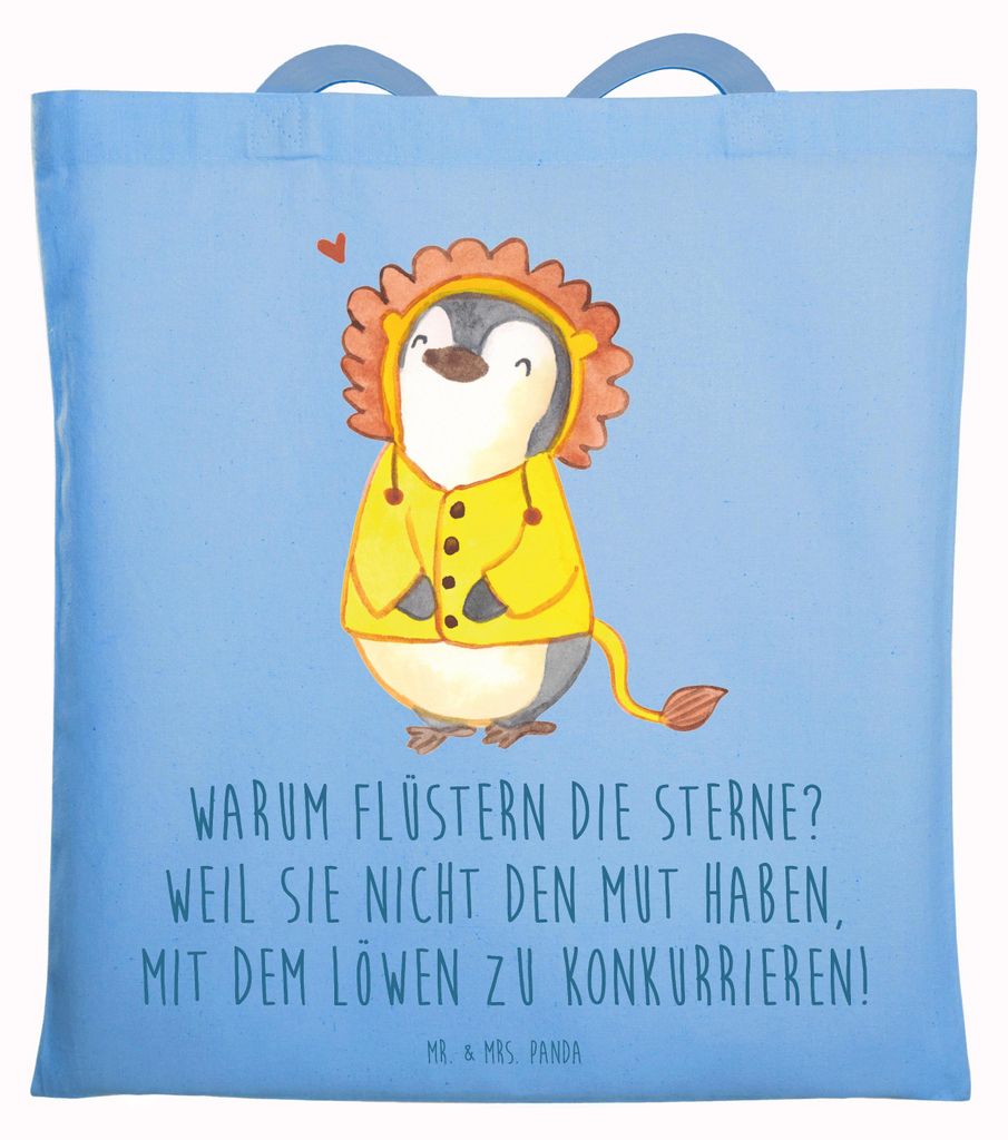 Mr. & Mrs. Panda Shopping Tasche Sterne und Löwe - Sky Blue - Geschenk, Tote Bag, Illustrationen, Horoskop, Tierkreiszeichen, Uni, Mut, Geschenke ...