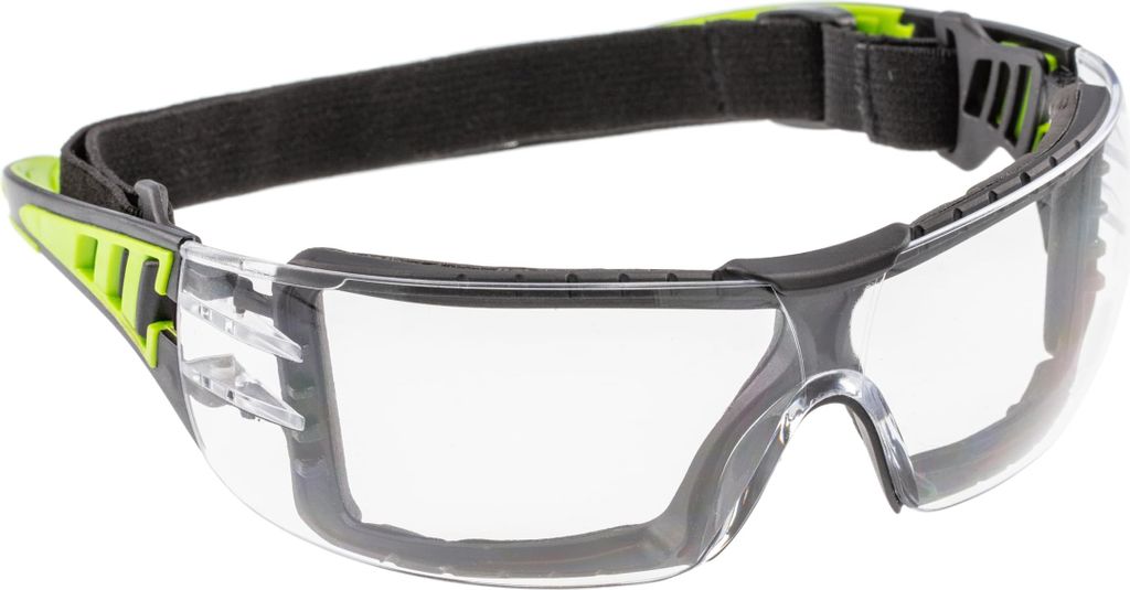 Högert Technik - LOTZEN Schutzbrille klar/grün uni/Augenschutz, UV Schutz - kratzfeste Schutzbrille für Industrie und Gewerbe/Gummiband/leichte ...
