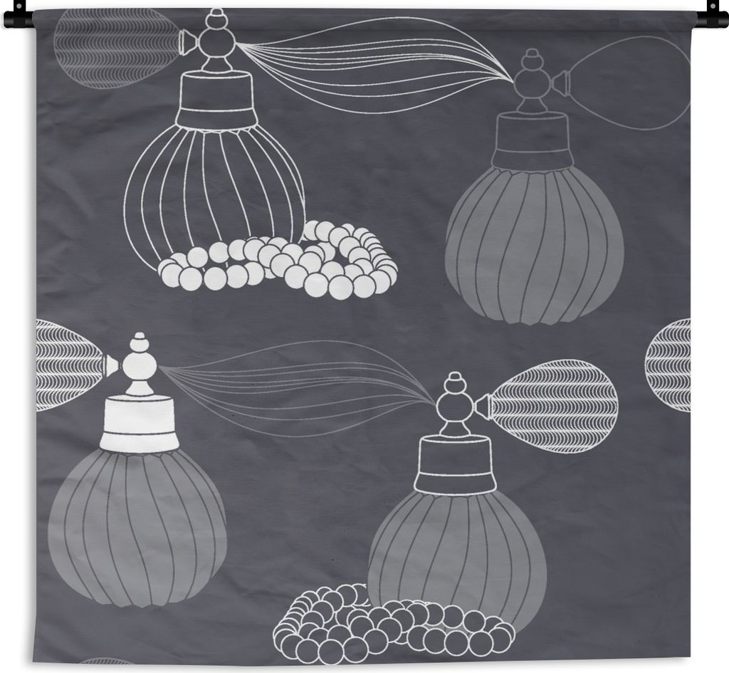 MuchoWow Wandteppich Wandbehang Parfüm - Halskette - Design 90x90 cm Tapisserie Dekoration Wandtuch - Wandaufhänger