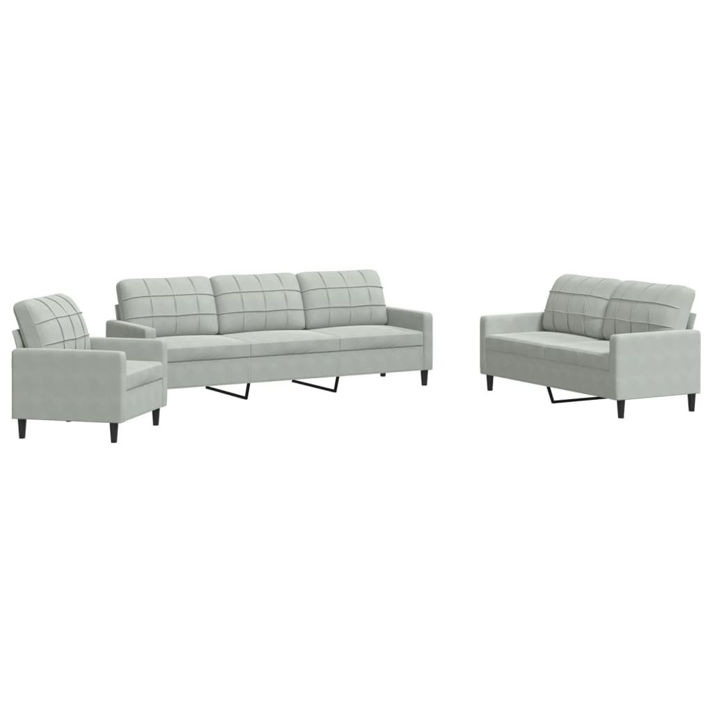 "2026 Aktion"4-tlg. Sofagarnitur - elegantes Design - Couchgarnitur/Wohnzimmer - mit Kissen Hellgrau Samt - 77x77x80cm - Klassische Sofas NeuMöbel...