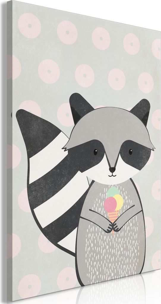 Italienischer Leinwand Leinwandbild - Glutton Raccoon (1 Part) Vertical 80x120 cm Für Kinder g-A-0301-b-a