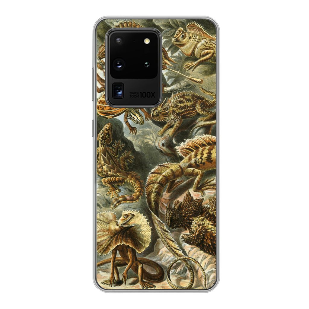 MuchoWow Handyhülle Schutzhülle Hülle für Samsung Galaxy S20 Ultra Lacertilia - Alte Meister - Kunst Silikon Softcase Handy Hülle - Kartenin...