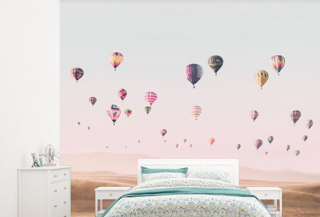 MuchoWow Fototapete für Wohnzimmer oder Schlafzimmer Wandtapete Vinyl Motivtapete Heißluftballon - Wüste - Himmel - Landschaft - Natur - 325x2...