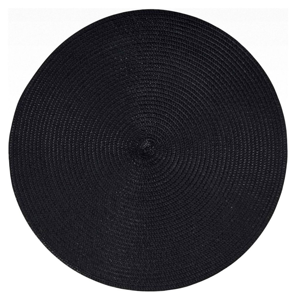 Rundes Platzset Ø 38 cm Abwaschbar Tischset in Bast-Optik (Schwarz)