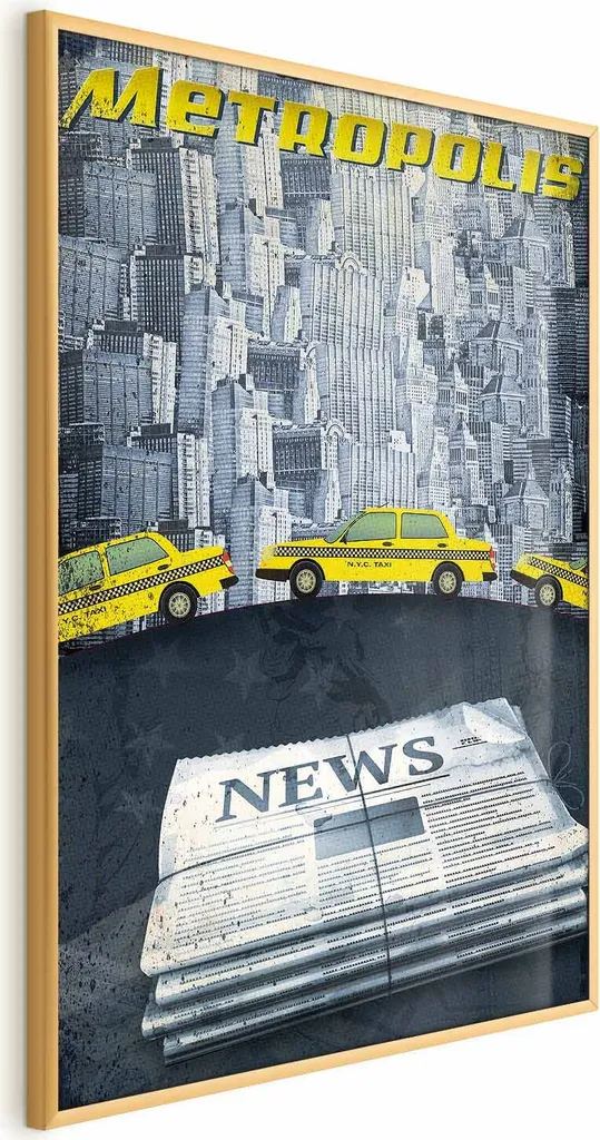 Regalo Originale Poster Metropolis 40x60 Cornice Oro | Spedizione Gratuita