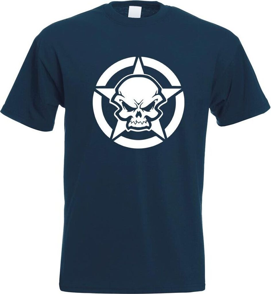 Kiwistar - T-Shirt - Navy - Army Skull Schädel Totenkopf Motiv Bedruckt Funshirt Design Print - mit Motiv Bedruckt - Funshirt Design - Sport - Fre...