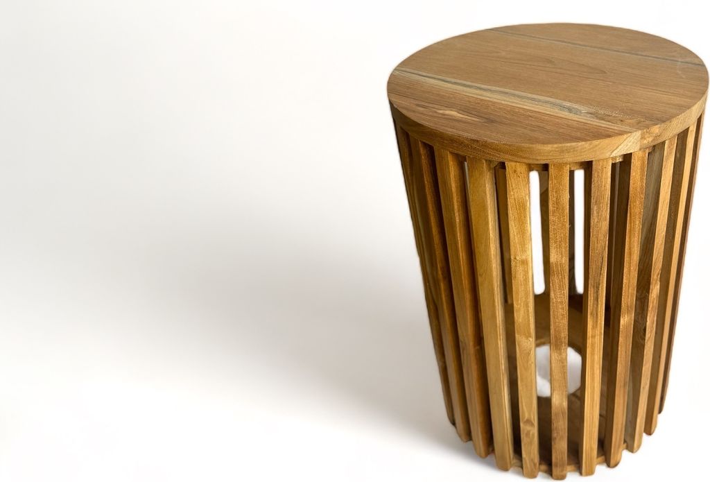 Teakholz Beistelltisch - Holzhocker Couchtisch -  Produktbild 