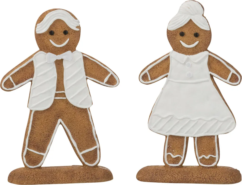 Statue Pain d'épice de Noël en Poly Blanc et Brun - Décoration de Table