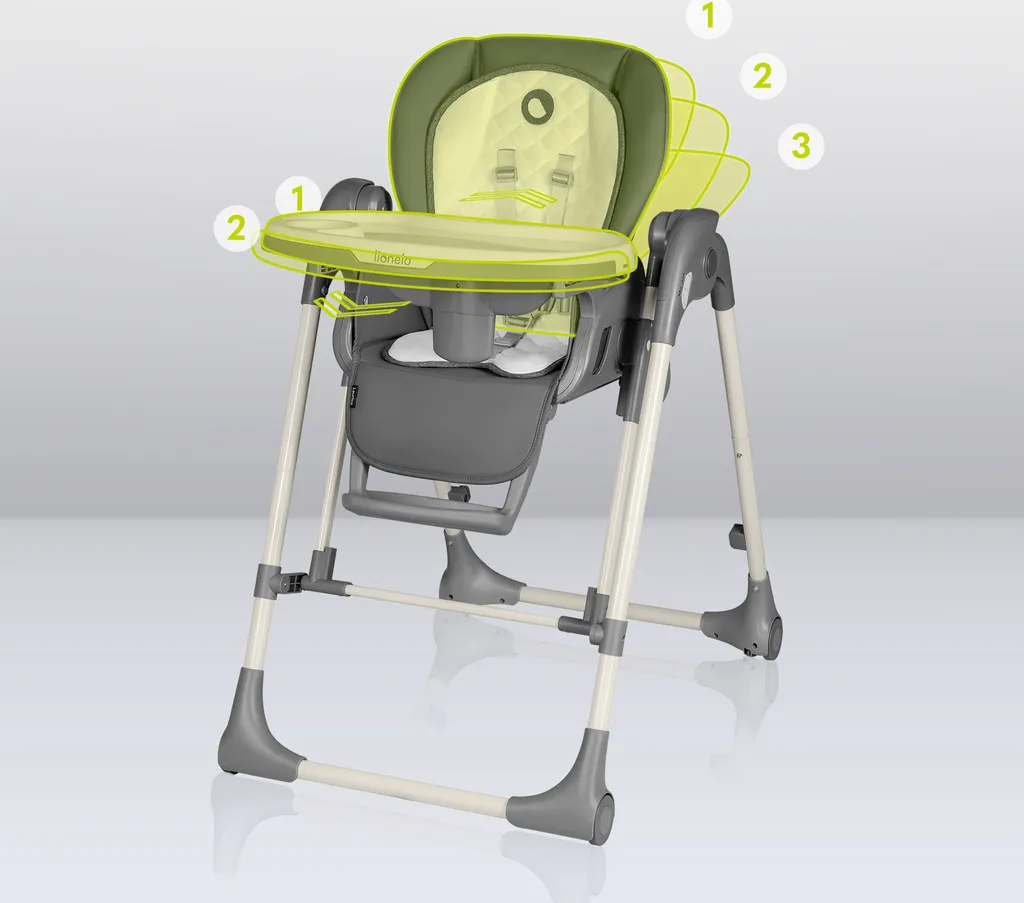 Chaise Haute Bébé Évolutive LIONELO Laurice Grise Réglable et Inclinable - 20