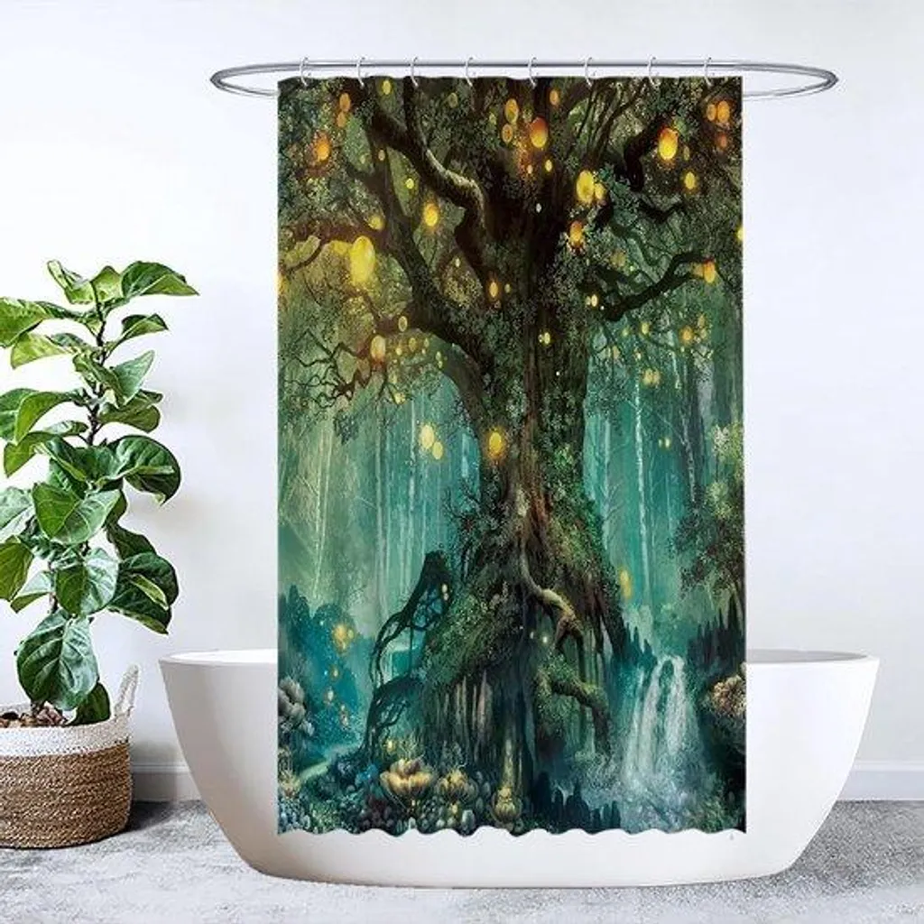 Rideau de douche textile Forêt et Nature 120x200 cm haute qualité lavable