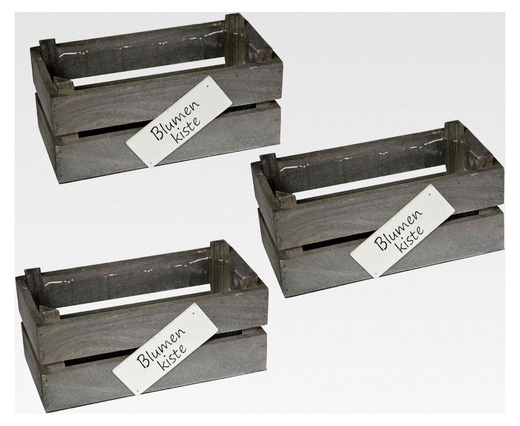 GARDEN Holzkiste 3er Set, Deko Kiste Holz, Blumenkiste Aufbewahrungsbox 22x11x10cm
