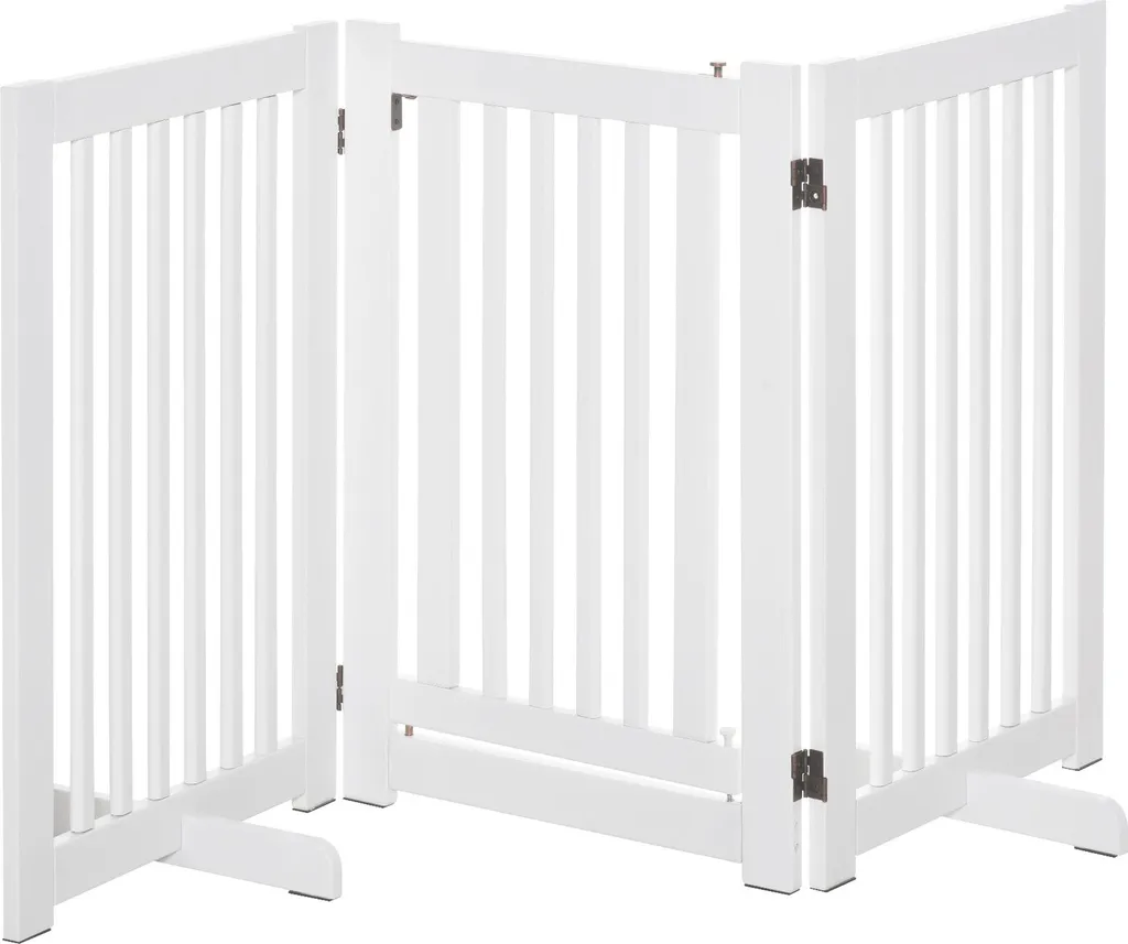 Barrière bois pliable et autonome 155x76cm pour animaux domestiques