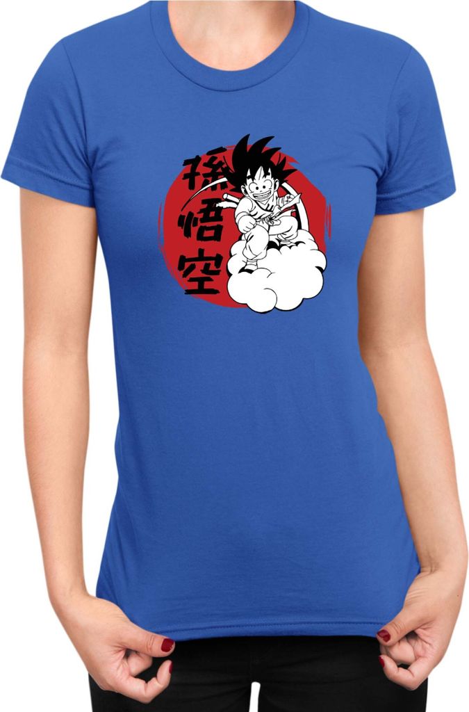 Damen T-Shirt Dragon Anime Manga Ball Z Goku 03, Lady XS / Blau