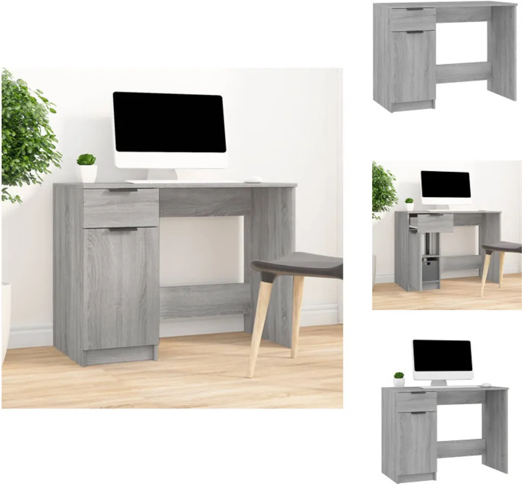 Scrivania Computer vidaXL Grigio Sonoma 100x50 cm Legno Design