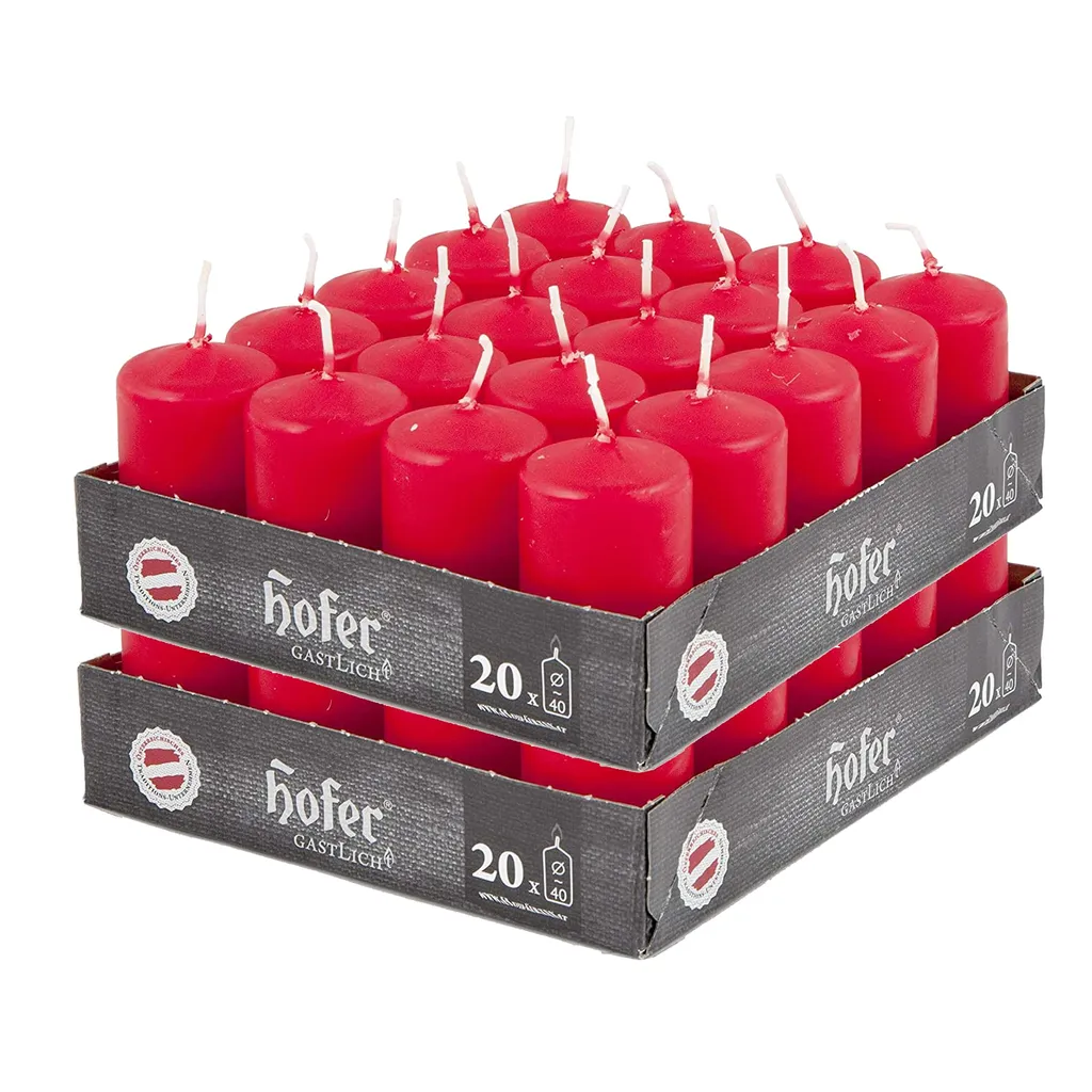Fornitura 40 Candele Rosse Hofer - 11 Ore Combustione - Uso Professionale