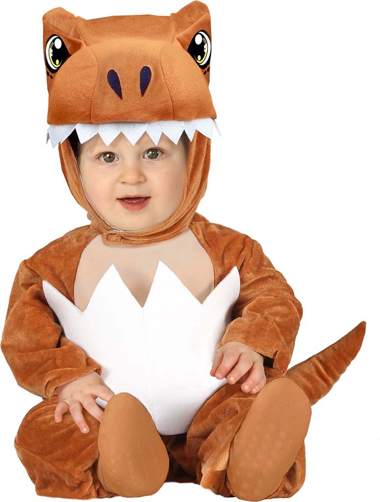 Dinosaurier Baby Jumpsuit Kapuze Schwanz Weich Tier Kostüm Halloween Niedlich Abenteuer, Größe: 86/92 Farbe: Braun