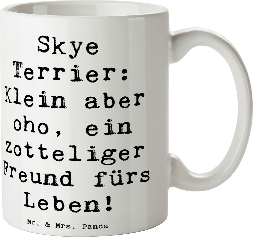 Mr. & Mrs. Panda Tasse Spruch Skye Terrier Freund - Weiß - Geschenk, kleiner, Keramiktasse, kaffeebecher keramik, mit, Jagdinstinkt, Hunderassen V...
