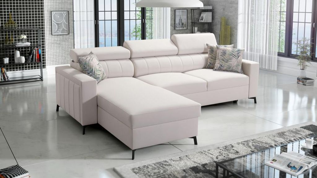 Eckcouch mit Schlaffunktion Ecksofa BALTIC I MINI Sofa mit Ottomane Farbe wählbar TOP Qulaität