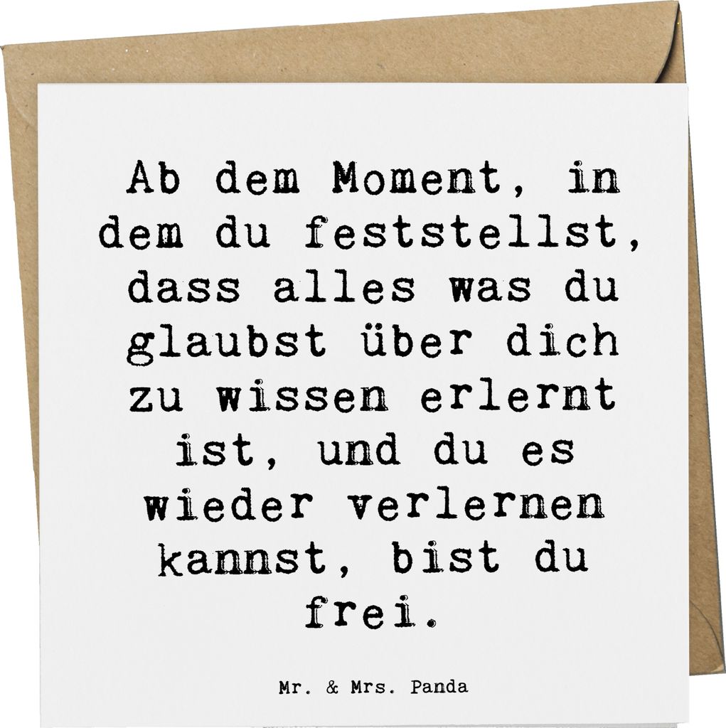 Mr. & Mrs. Panda Grußkarte Spruch Erleuchtung und Freiheit - Weiß - Geschenk, anlasskarte, faltkarte, Zitat, Verlernen, Stimmungen, Glückwunschk...