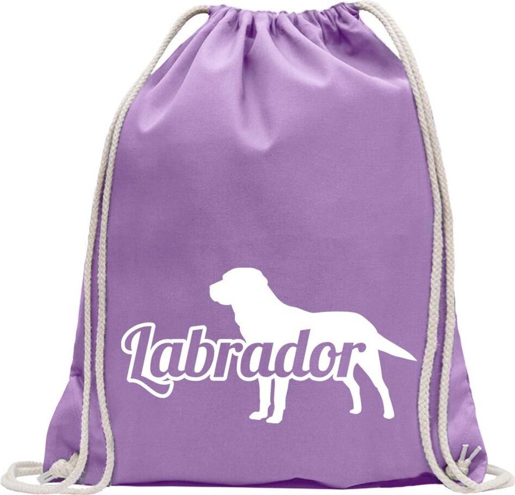 Kiwistar - Turnbeutel - lavendel - Labrador Retriever - Fun Rucksack Sport Beutel Gymsack Baumwolle mit Ziehgurt