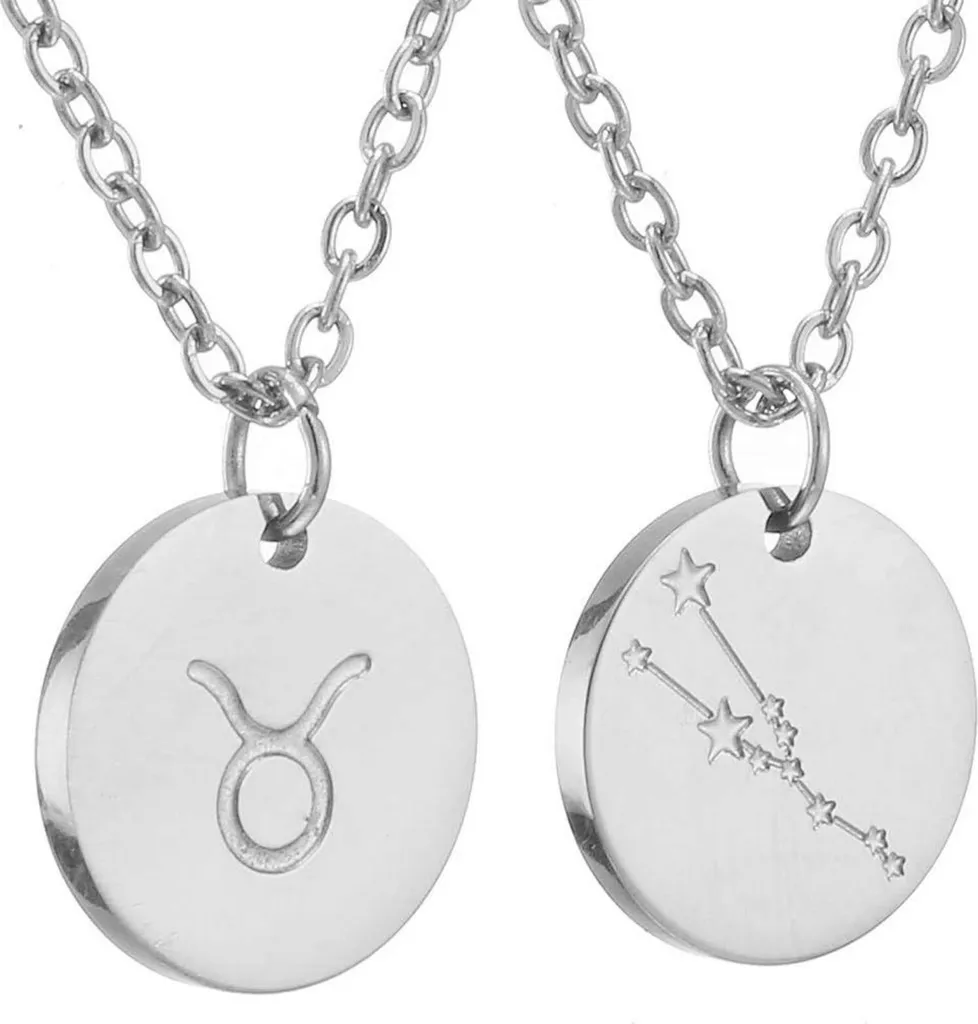 Collier Taureau en argent avec pendentif zodiaque pour femme et homme