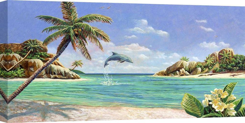 Leinwandbilder, Fenster zum Meer - Andrea Del Missier, Seychellen - 70x35 cm