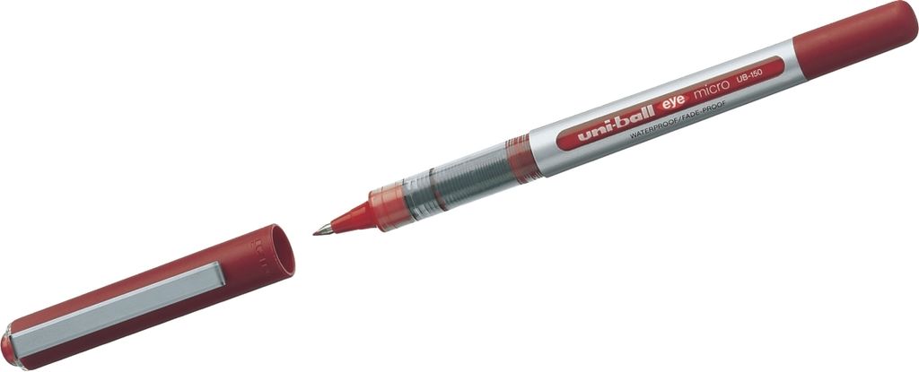 uni-ball eye micro UB-150 Tintenroller silber 0,2 mm, Schreibfarbe: rot, 12 St.