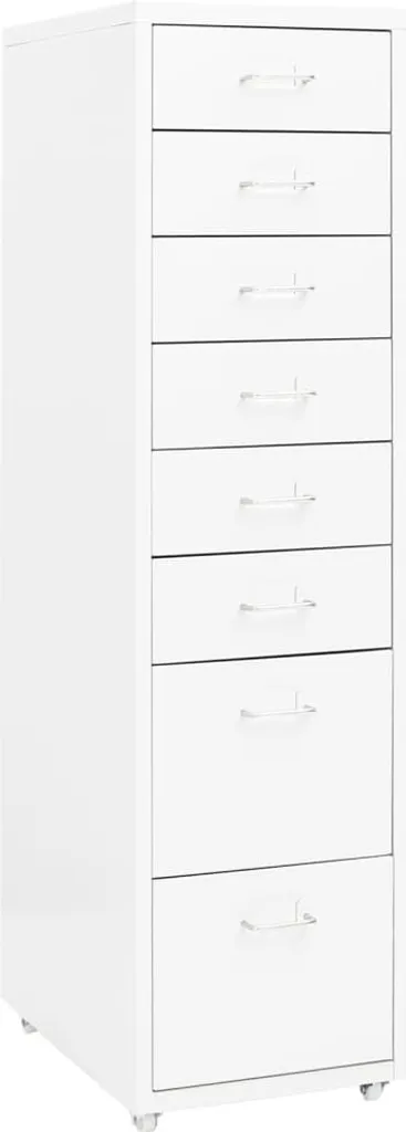 Mobile Archivio Documenti Metallo 8 Cassetti Bianco 109cm su Ruote