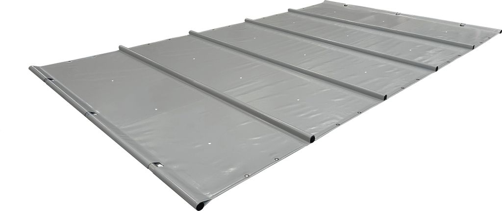 SafeDeluxe PREMIUM Poolplane Rollschutzabdeckung aus LKW Plane ohne Stangen (4,5m x 7,5m, Grau RAL7037) Stangenabdeckung Sicherheitsabdeckung Po...