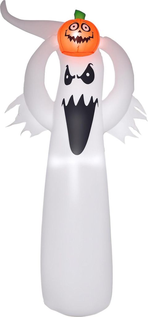 LED-beleuchtetes Geisterspuk Halloween 1,8 m aufblasbar Polyester Weiß Orange 80x40x180 cm Deko