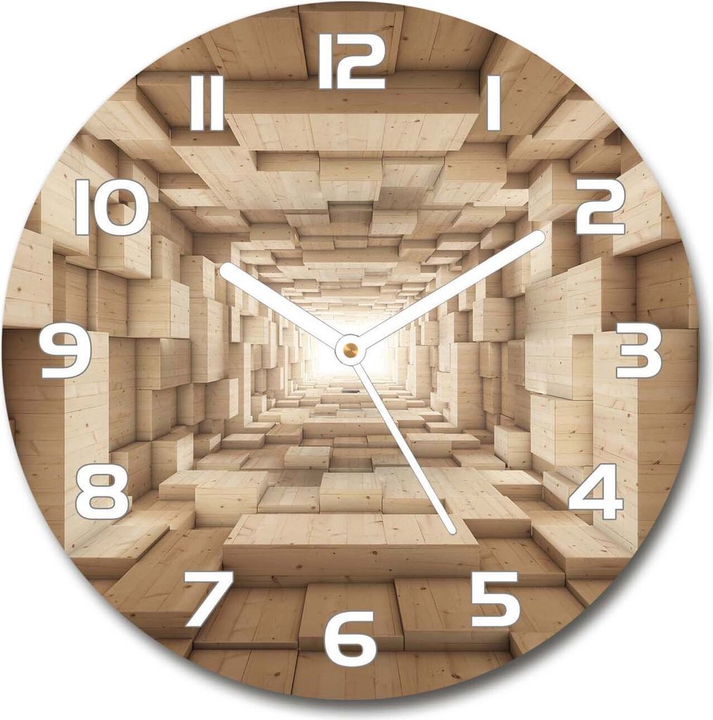 Wanduhr aus Glas 30fi Glasbild Glasuhr Gehärtetes Glas - weisse-zeiger - Wooden tunnel