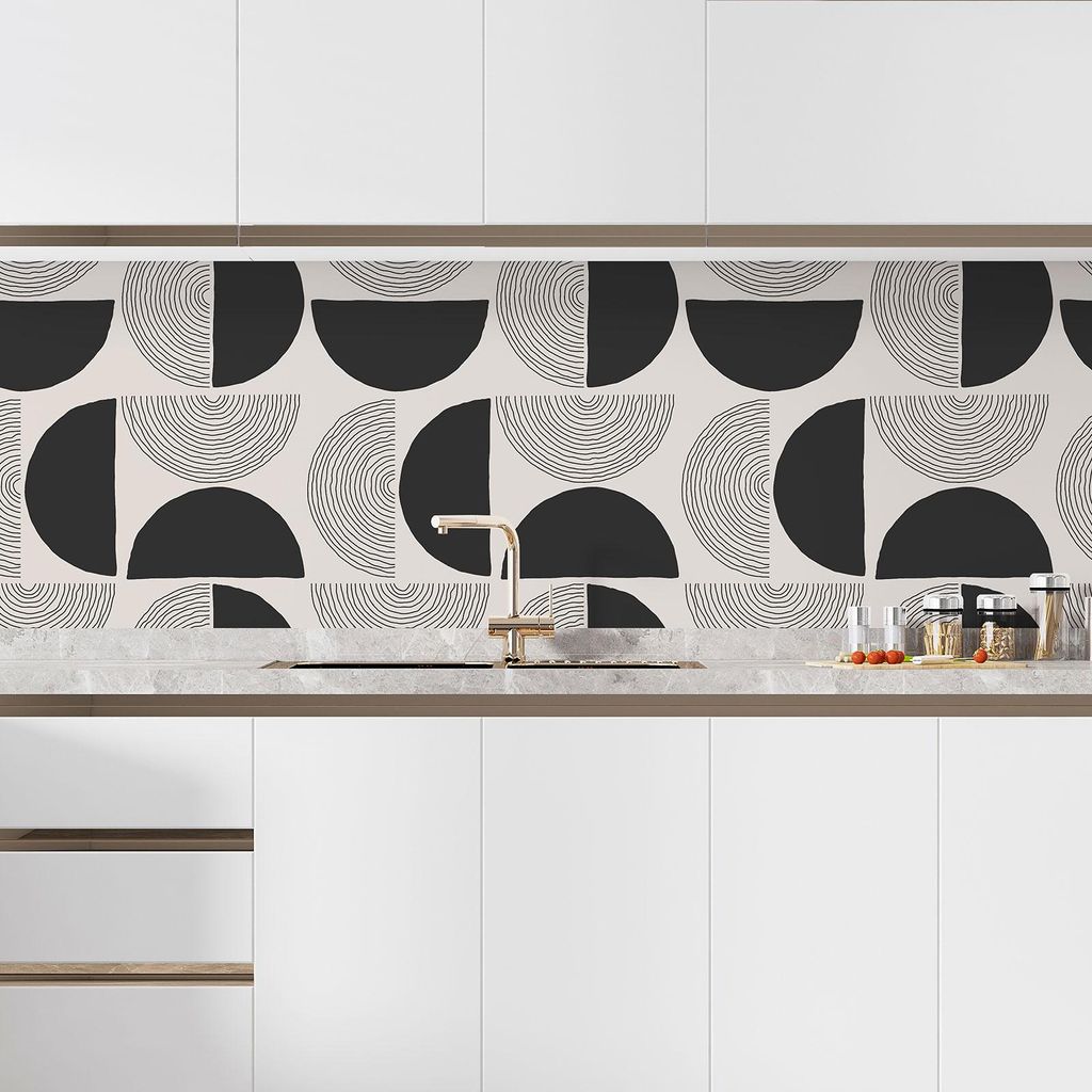 Klebefolie für Küchenrückwand – Lumaléa – Geometrisches Muster – Klebefolie + MATTE Schutzfolie – 60 x 60 cm