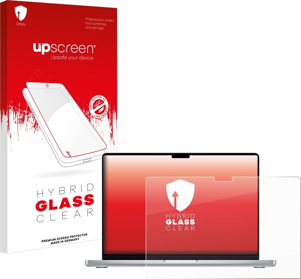 upscreen Schutzglas für Apple MacBook Pro 14" 2024 / 2025 / 2026 Schutzfolie Panzer Folie Glas Display Schutz klar